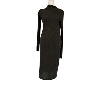 Michael Stars Jasper Ribbed Knit Midi Dress, Olive, Size M